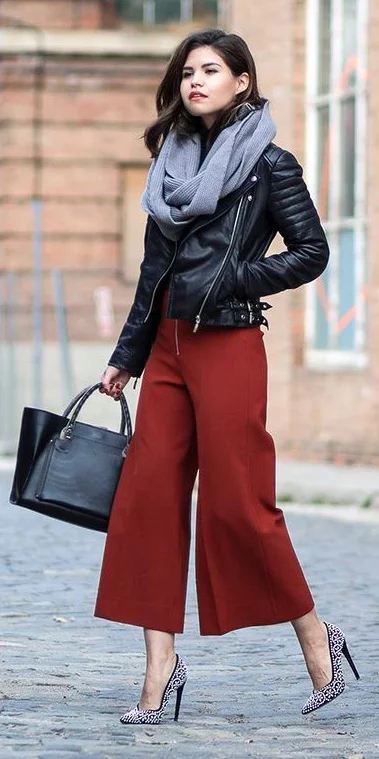 orange culottes outfit