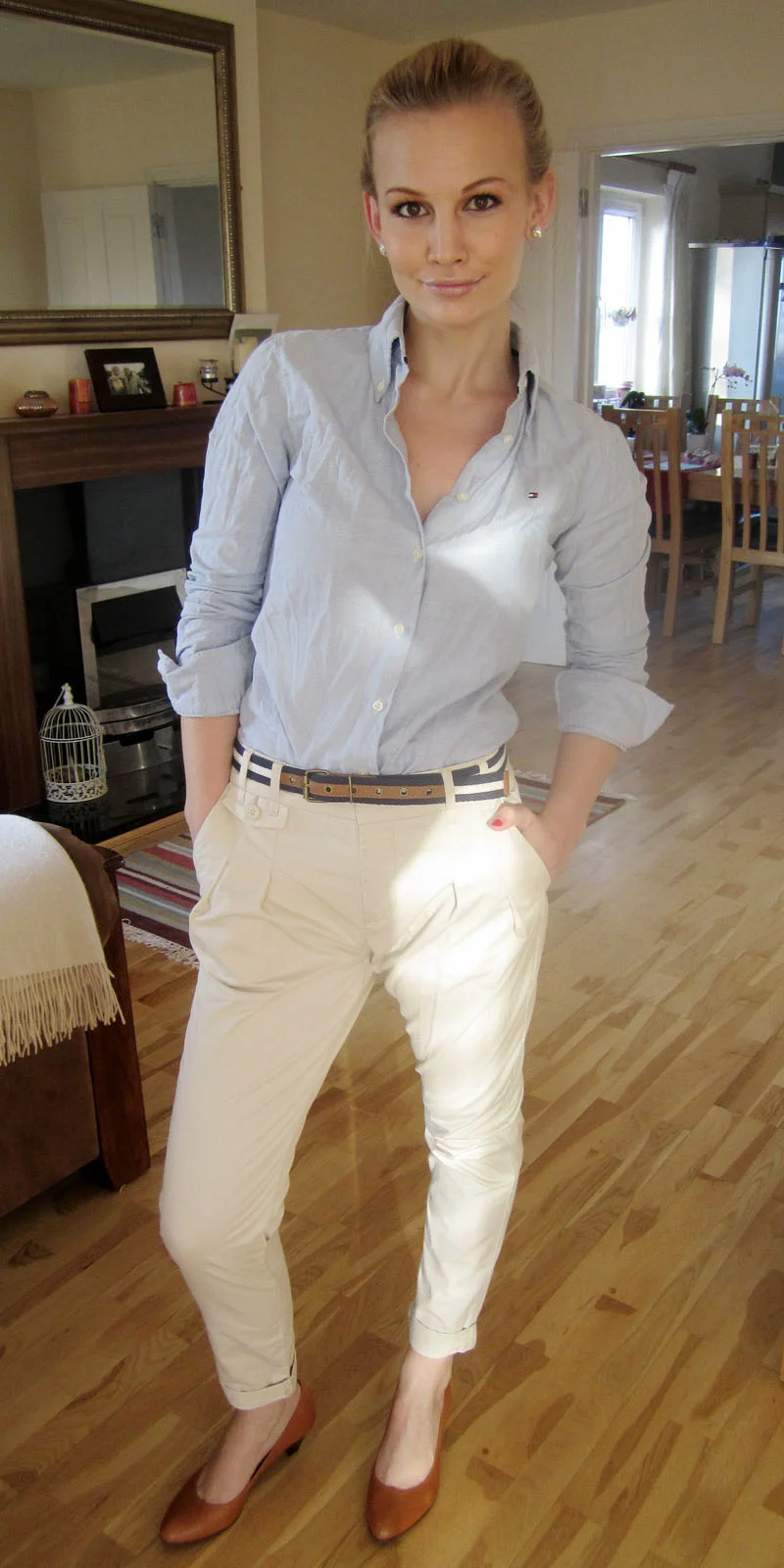 white shirt chino pants