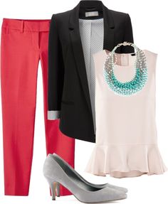 Cherry red slim pants | HOWTOWEAR Fashion