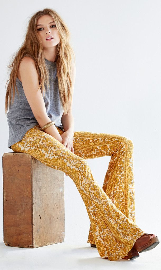Yellow wide-leg pants | HOWTOWEAR Fashion