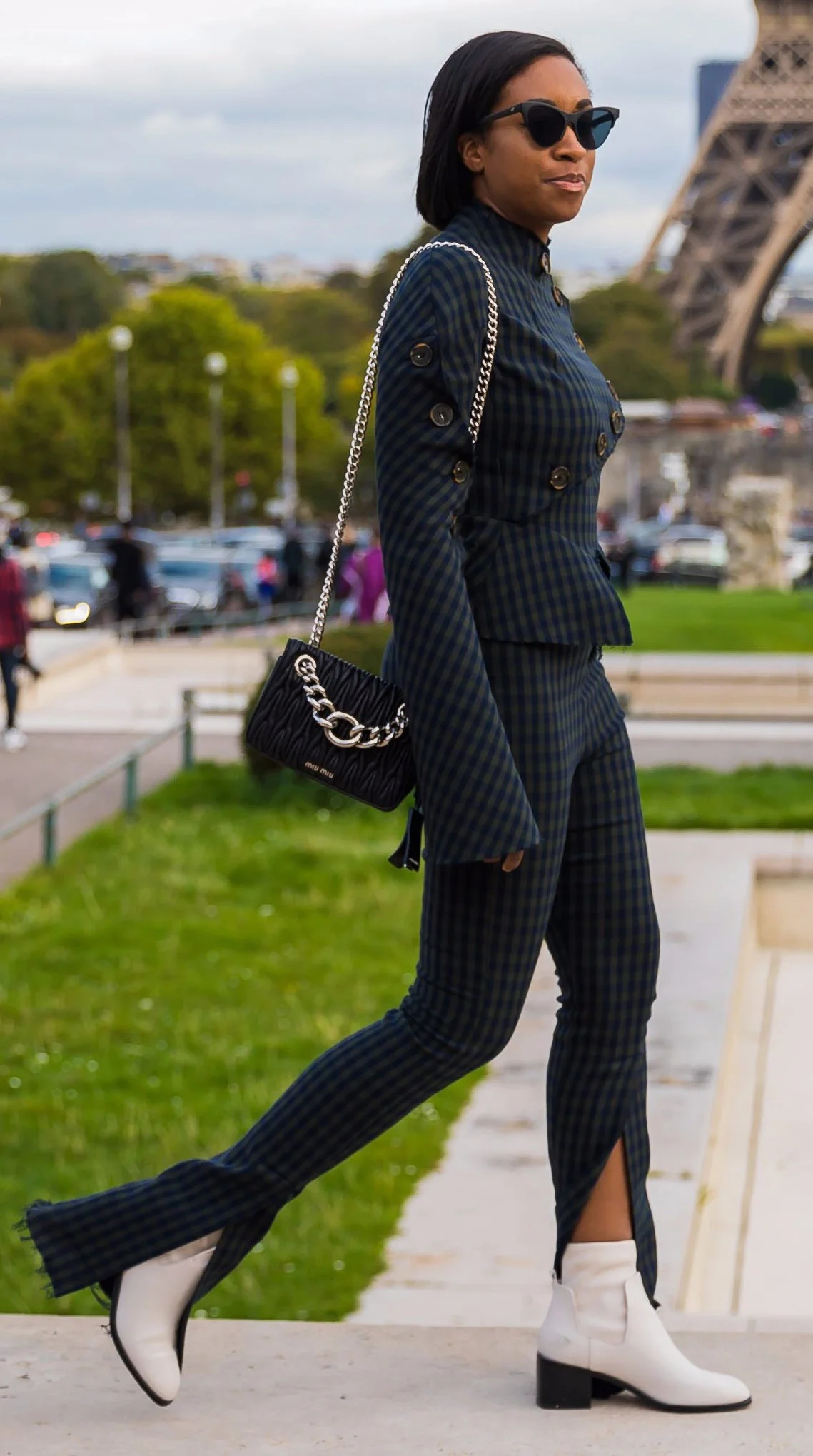 Navy blue wideleg pants HOWTOWEAR Fashion