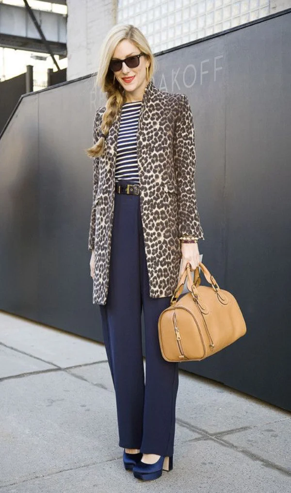 Navy blue wideleg pants HOWTOWEAR Fashion