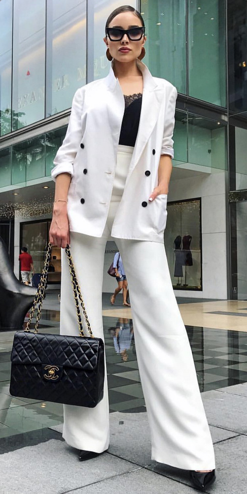 White wide-leg pants