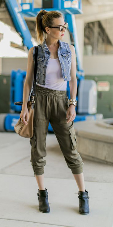 Olive green jogger pants, HOWTOWEAR Fashion