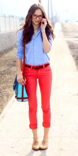 Preppy Nerdy Casual with Red Jeans