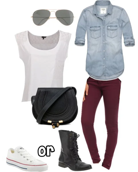 maroon skinny jeans outfit