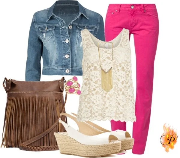 Magenta skinny jeans HOWTOWEAR Fashion