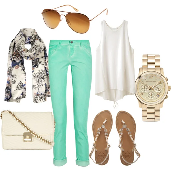 light green jeans outfit