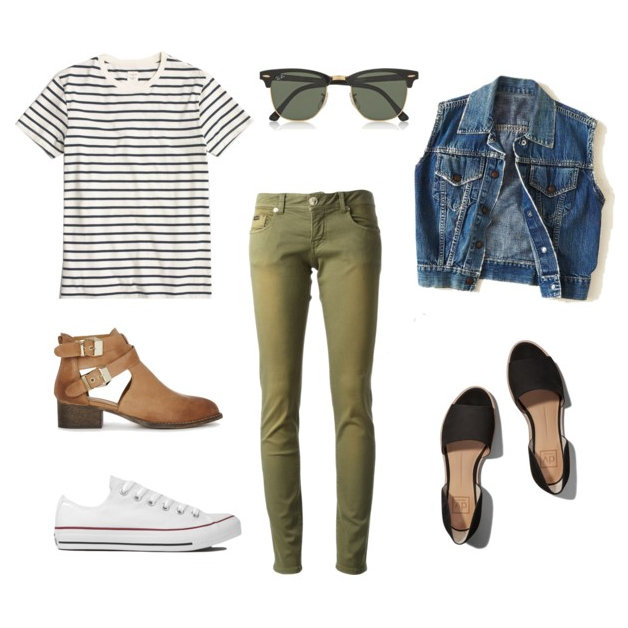 Olive green skinny jeans | HOWTOWEAR Fashion