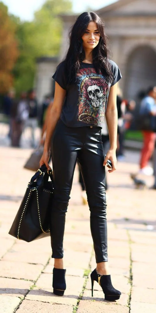 black graphic jeans