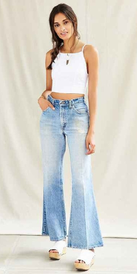 top with bell bottom jeans
