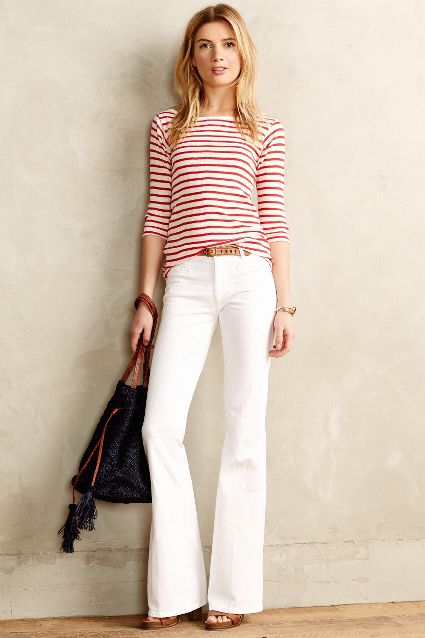 White flare jeans | HOWTOWEAR Fashion