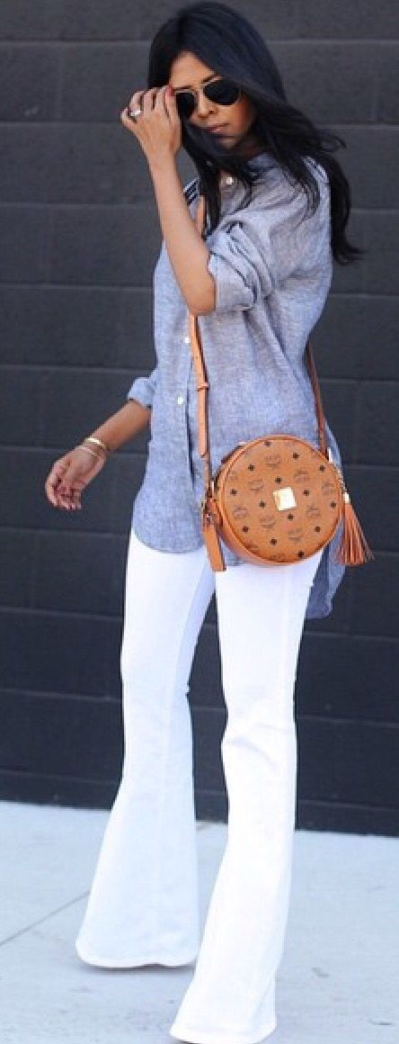 white bell bottom jeans outfit