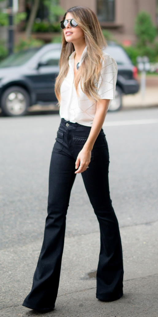 Black flare jeans  HOWTOWEAR Fashion