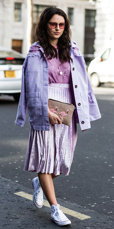 light purple denim skirt