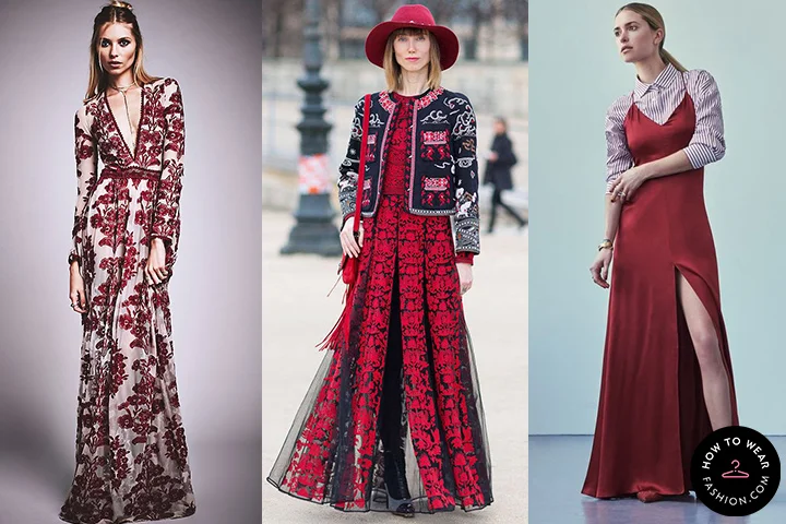 Cherry red maxi dresses