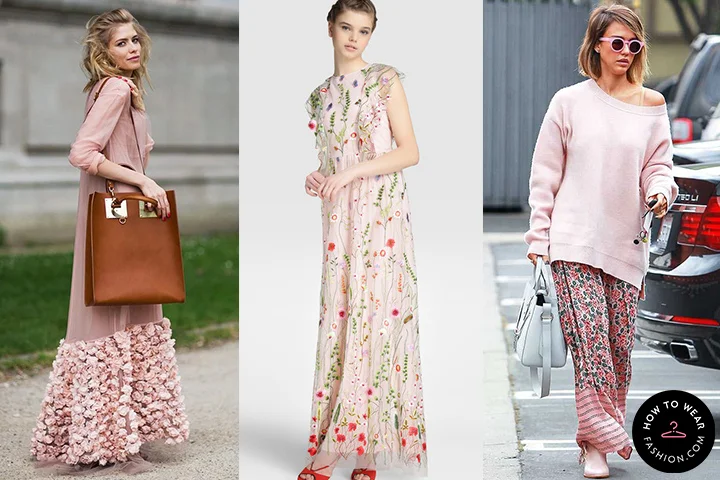 Pastel pink maxi dresses