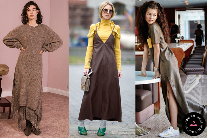 Brown maxi dresses