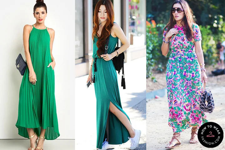 Emerald green maxi dresses