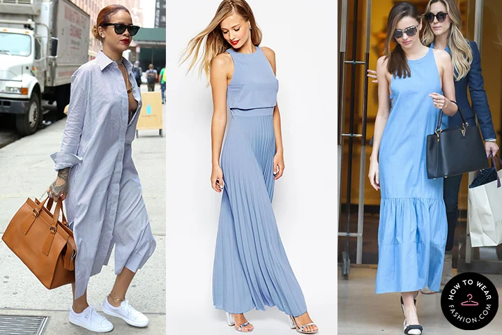Light blue maxi dresses