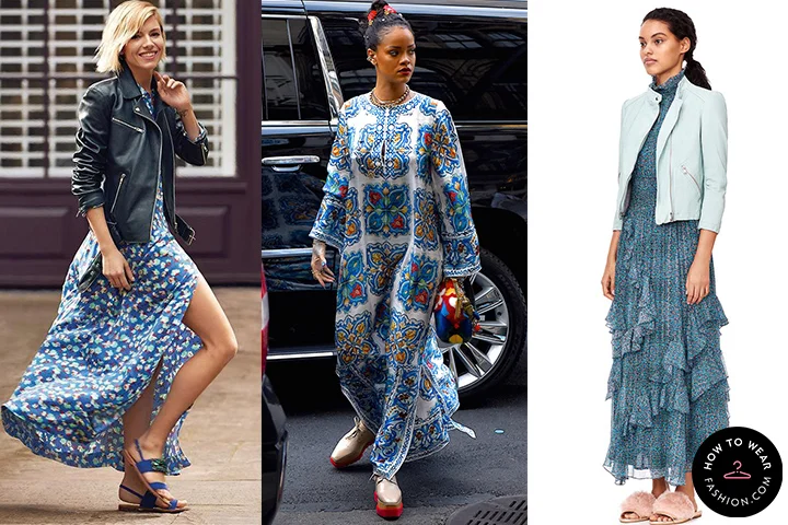 Medium blue maxi dresses