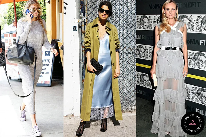 Light gray maxi dresses