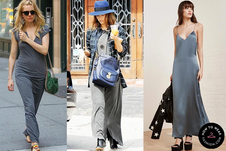 Dark gray maxi dresses