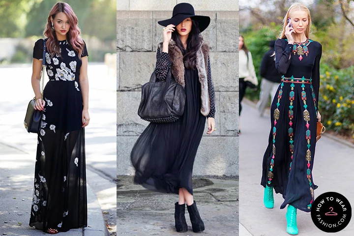 Black maxi dresses