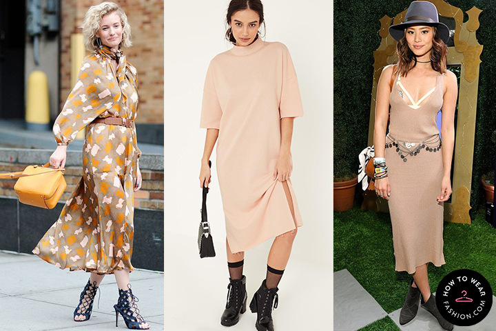 Tan midi dresses