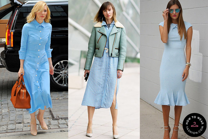 Light blue midi dresses
