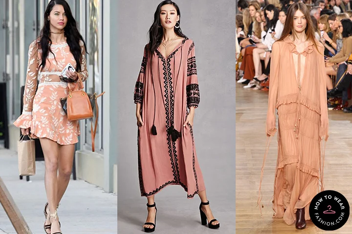 Peach peasant dresses