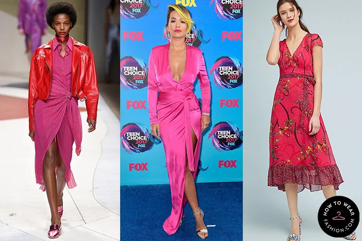 Magenta wrap dresses