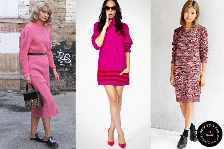Magenta sweater dresses