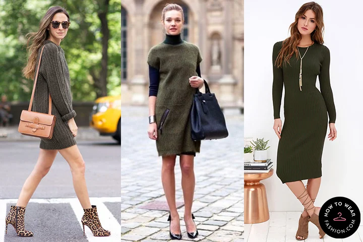 olive green sweater dress