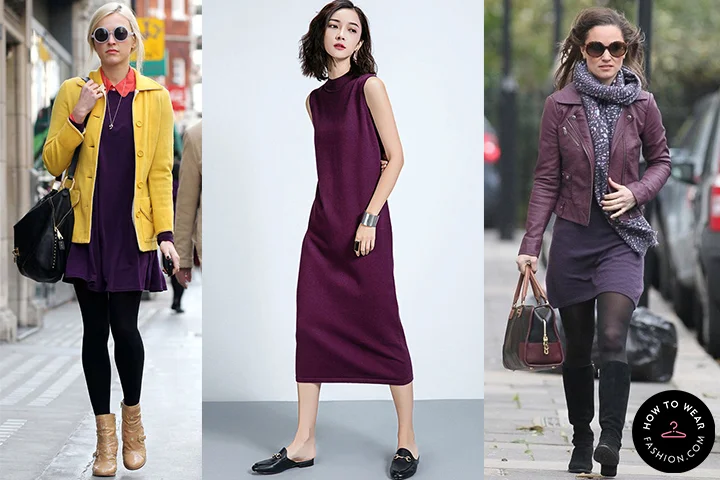 Royal purple sweater dresses