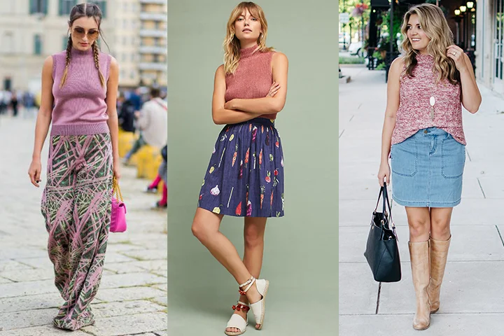 Pastel pink sleeveless sweaters