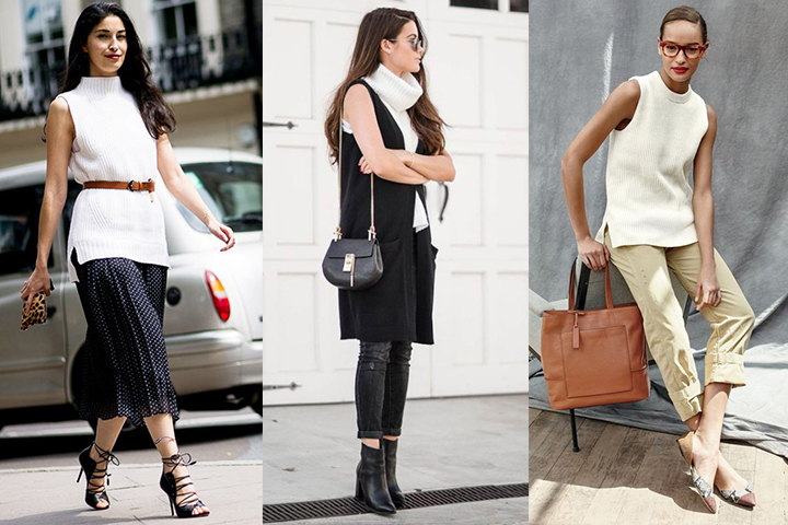 White sleeveless sweaters