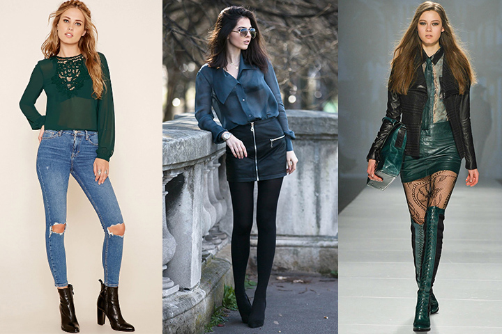 Dark green blouses | HOWTOWEAR Fashion
