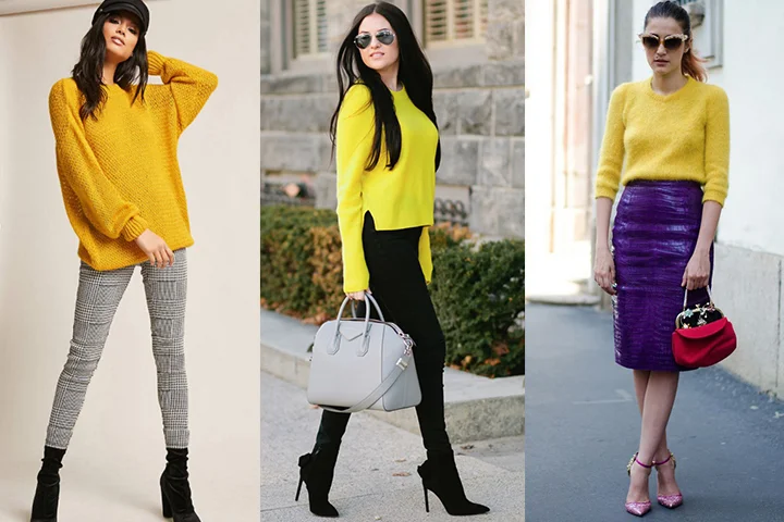 Yellow pullover sweaters