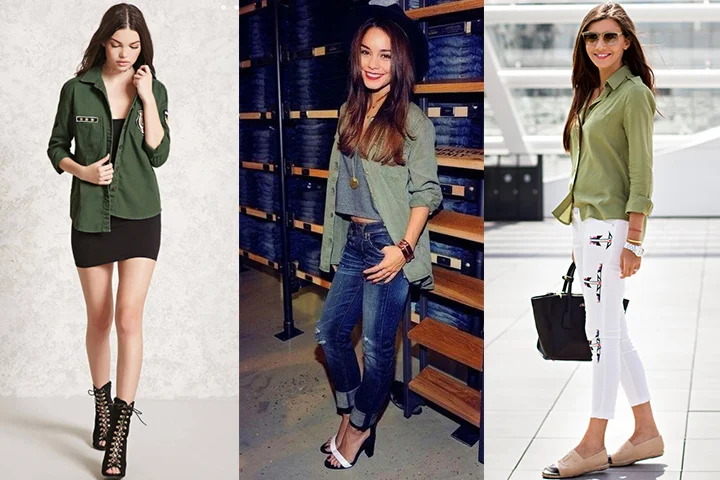 Olive green button downs