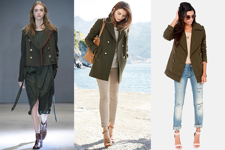 Olive Green Peacoats Howtowear Fashion, Olive Green Peacoat Outfit