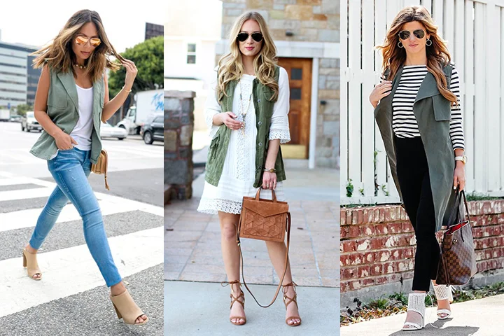 Olive green utility vests