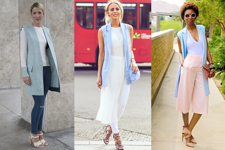 Light blue tailored vests