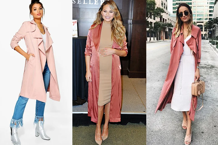 Peach trench coats