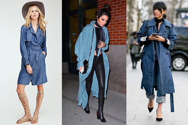 Medium blue trench coats