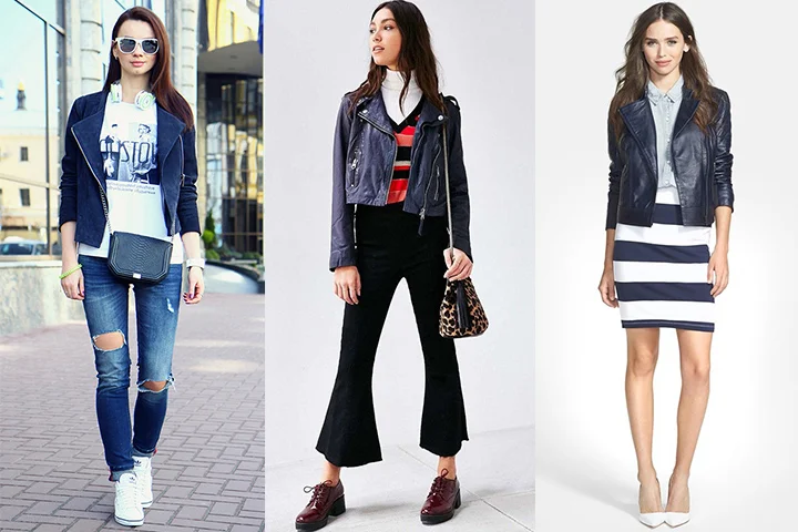 Navy blue moto jackets