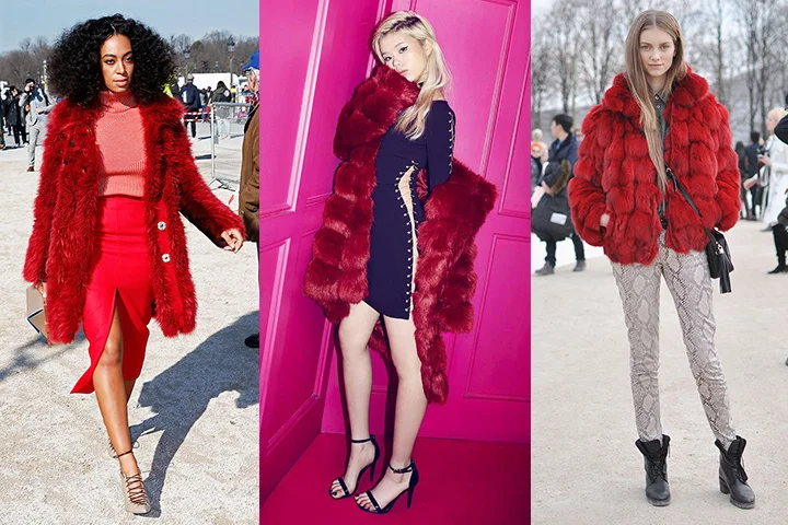 Cherry red fur coats