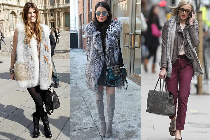 Light gray fur vests