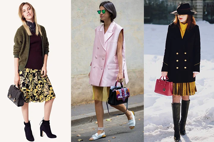 Yellow A-line skirts