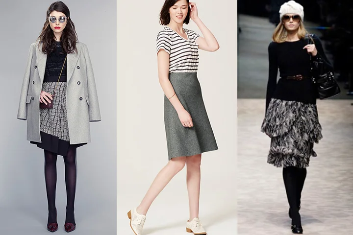 Light gray A-line skirts